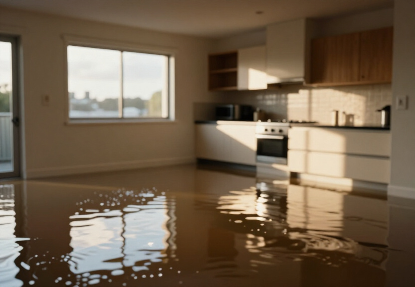 Flooded basement in a Mosman waterfront property before extraction